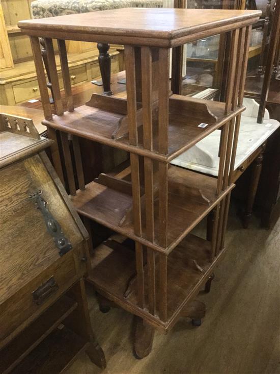 Oak revolving bookcase